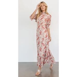 Baltic Born NEW Marie Smock Neck Puff Sleeve Maxi Dress Women’s‎ Size M Floral